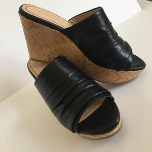 Nine West Women's Size 6M, Cork Wedge/Black Leather